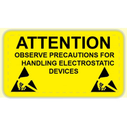 300 ESD Caution Anti-Static Labels - 50mm x 25mm Yellow
